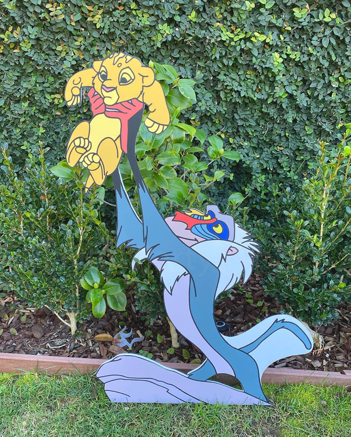 Lion King Rafiki holding Simba 5 Foot Coroplast Cutout Yard Sign Life Size Prop Decoration Party Birthday