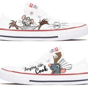 Personalized Name Birthday Remy Ratatouille Signature White Low Top Sneaker Custom Shoes Gift