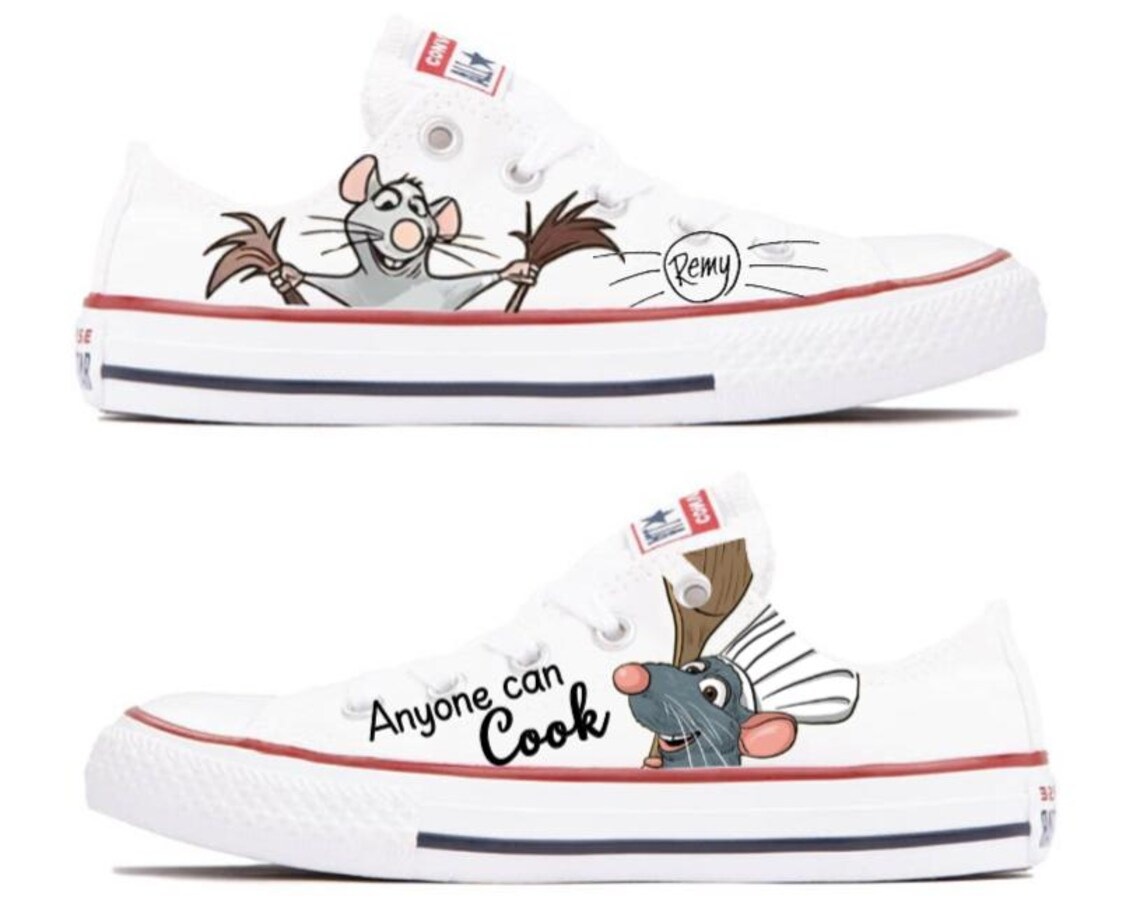 Personalized Name Birthday Remy Ratatouille Signature White Low Top Sneaker Custom Shoes Gift
