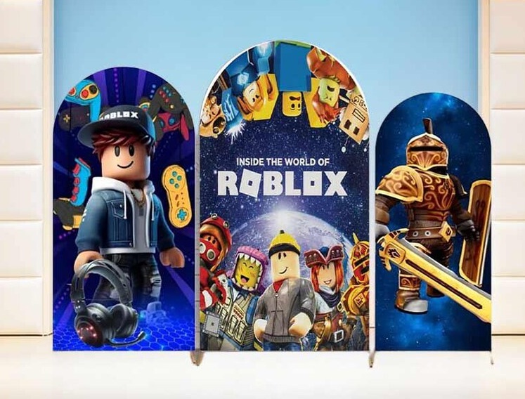 Roblox Game Fabric Arch Cover Backdrop Background 7.2ft by 4ft Life Size Prop Decoration Party Birthday