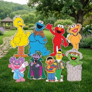 Sesame Street Characters Coroplast Cutout Yard Sign Life Size Prop Decoration Party Birthday
