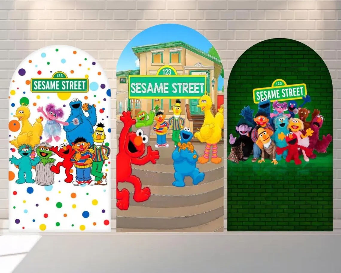 Sesame Street Fabric Arch Cover Backdrop Background 7.2ft by 4ft Life Size Prop Decoration Party Birthday
