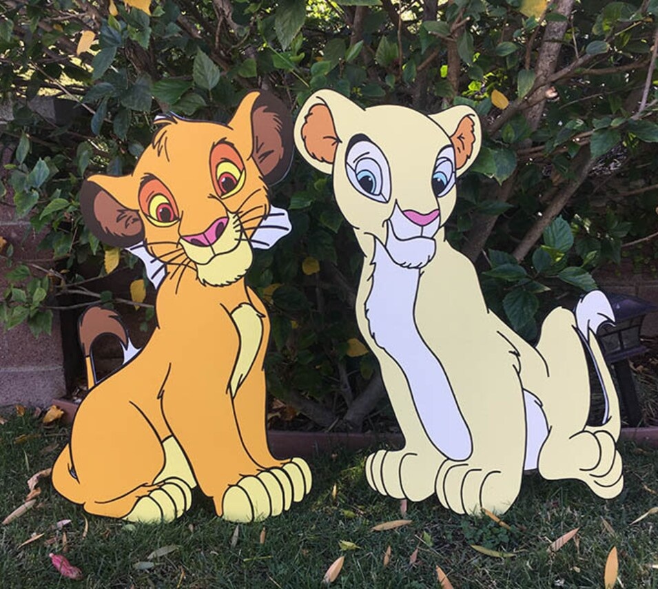 Lion King Simba Nala Cub Coroplast Cutout Yard Sign Life Size Prop Decoration Party Birthday