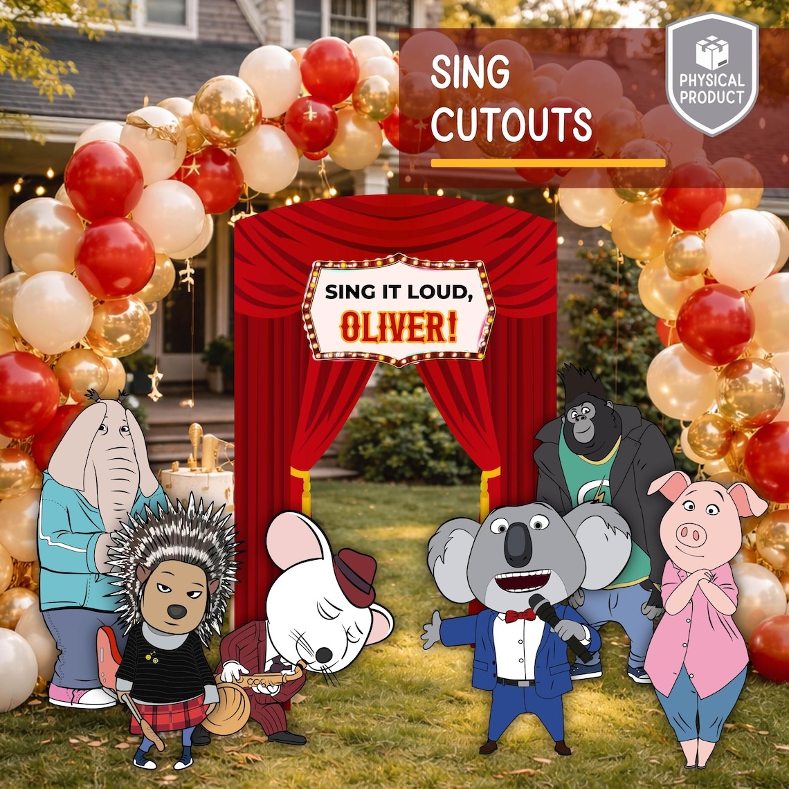 Movie Sing 3 Foot Coroplast Cutout Yard Sign Life Size Prop Decoration Party Birthday