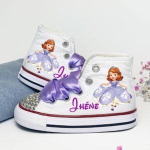 Personalized Name Birthday Princess Sofia the First White High Top Sneaker Custom Shoes Gift