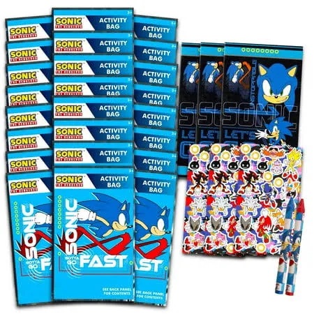 Sonic the Hedgehog Birthday Party Supplies Party Favors Activity Pads Stickers Crayons Bundle Kit