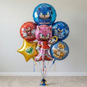 Sonic the Hedgehog Movie Amy Rose Foil 3D Balloon Bouquet 6 Pcs Decoration Party Birthday Decor Gift