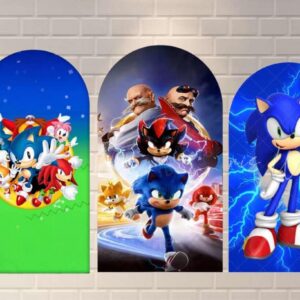 Sonic the Hedgehog Game Movie Fabric Arch Cover Backdrop Background 7.2ft by 4ft Life Size Prop Decoration Party Birthday