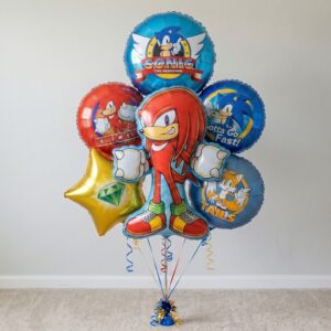 Sonic the Hedgehog Modern Knuckles Classic Foil 3D Balloon Bouquet 6 Pcs Decoration Party Birthday Decor Gift