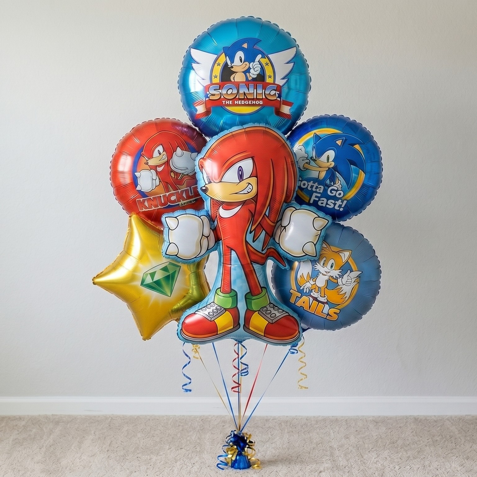 Sonic the Hedgehog Modern Knuckles Classic Foil 3D Balloon Bouquet 6 Pcs Decoration Party Birthday Decor Gift