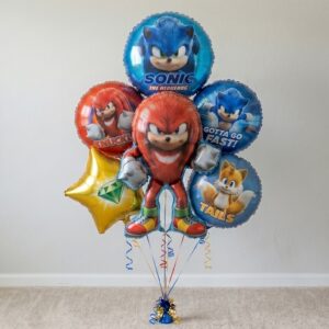 Sonic the Hedgehog Movie Knuckles Foil 3D Balloon Bouquet 6 Pcs Decoration Party Birthday Decor Gift
