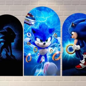 Sonic the Hedgehog Movie Running Fabric Arch Cover Backdrop Background 7.2ft by 4ft Life Size Prop Decoration Party Birthday