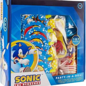 Sonic the Hedgehog Party in a Box 107-Piece Kit Birthday Party Supplies Banner Napkins Cups Cutlery Plates Tablecloth Toppers Balloons (Copy)