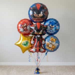 Sonic the Hedgehog Movie Shadow Foil 3D Balloon Bouquet 6 Pcs Decoration Party Birthday Decor Gift