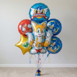 Sonic the Hedgehog Modern Tails Classic Foil 3D Balloon Bouquet 6 Pcs Decoration Party Birthday Decor Gift
