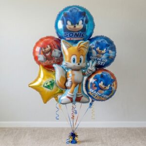 Sonic the Hedgehog Movie Tails Foil 3D Balloon Bouquet 6 Pcs Decoration Party Birthday Decor Gift