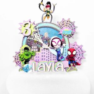 Custom Spidey Amazing Friends 3D Cake Topper Personalized Birthday Party Decor Custom Name & Age