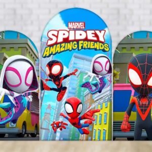 Spidey Amazing Friends Fabric Arch Cover Backdrop Background 7.2ft by 4ft Life Size Prop Decoration Party Birthday