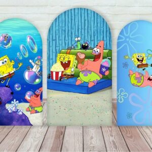 SpongeBob and Patrick Fabric Arch Cover Backdrop Background 7.2ft by 4ft Life Size Prop Decoration Party Birthday