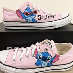 Personalized Name Birthday Stitch Signature Light Pink Low Top Sneaker Custom Shoes Gift
