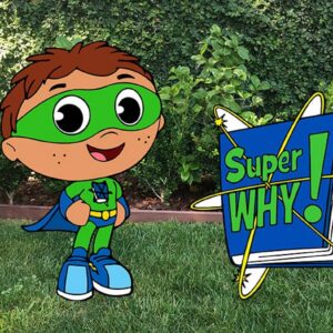 Super Why and Book Coroplast Cutout Yard Sign Life Size Prop Decoration Party Birthday