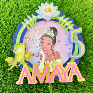 Custom Princess and the Frog Tiana 3D Cake Topper Personalized Birthday Party Decor Custom Name & Age