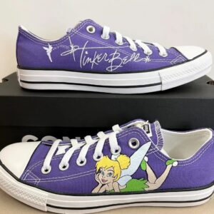 Personalized Name Birthday Princess Fairy Tinkerbell Signature Purple Low Top Sneaker Custom Shoes Gift