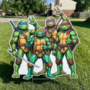 Ninja Turtles Group 5 Foot Coroplast Cutout Yard Sign Life Size Prop Decoration Party Birthday