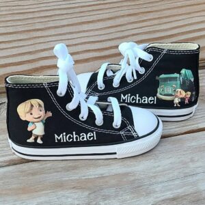 Personalized Name Birthday Trash Truck Black High Top Sneaker Custom Shoes Gift