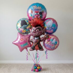 Trolls Barb Foil 3D Balloon Bouquet 6 Pcs Decoration Party Birthday Decor Gift