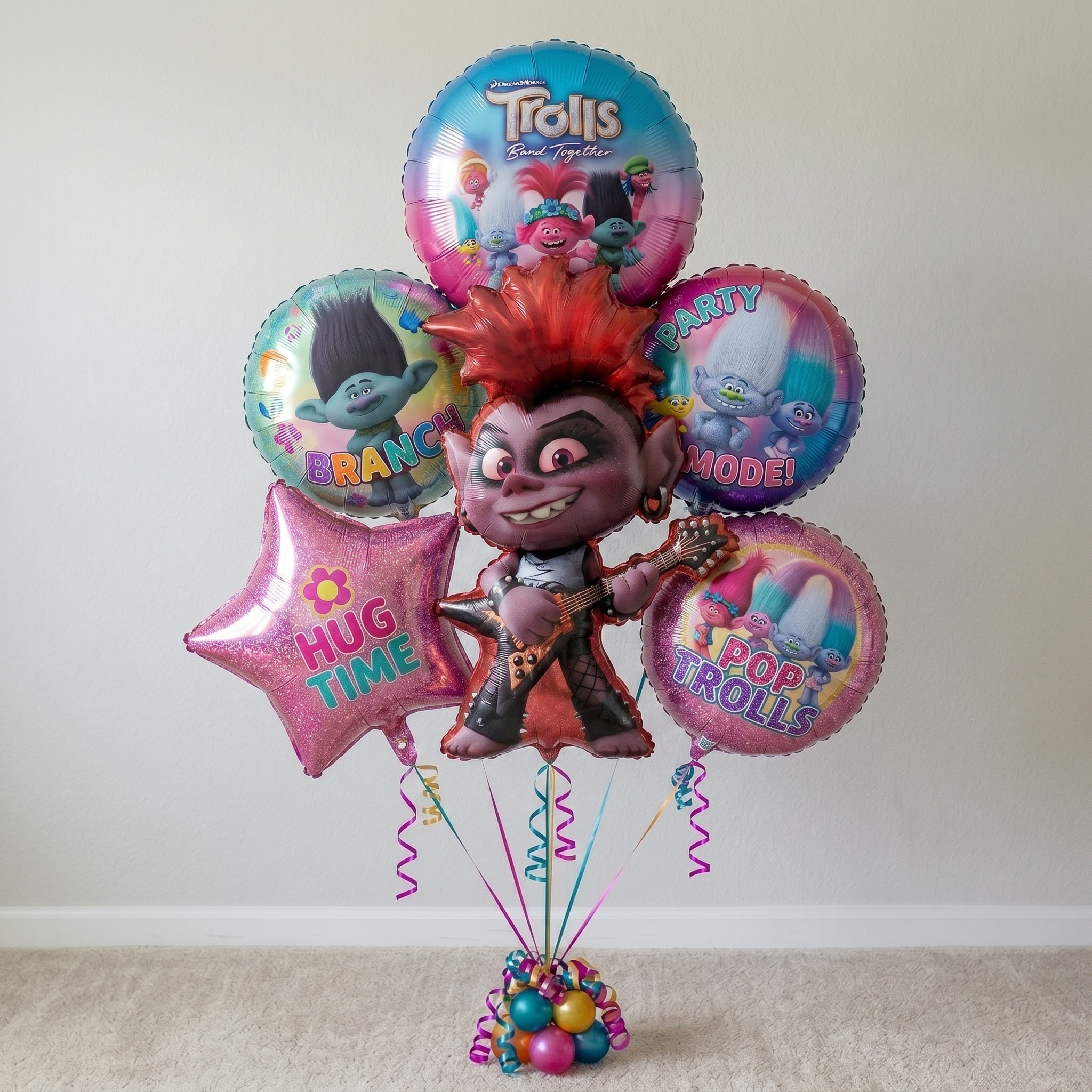 Trolls Barb Foil 3D Balloon Bouquet 6 Pcs Decoration Party Birthday Decor Gift