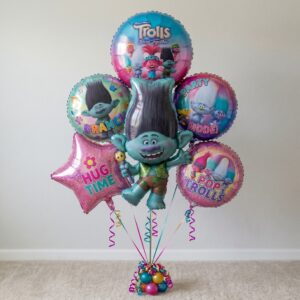 Trolls Branch Foil 3D Balloon Bouquet 6 Pcs Decoration Party Birthday Decor Gift