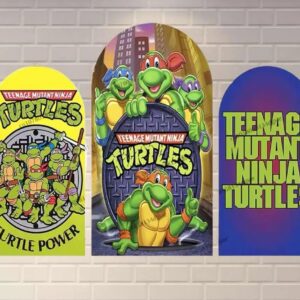 TMNT Ninja Turtles Classic 1987 Fabric Arch Cover Backdrop Background 7.2ft by 4ft Life Size Prop Decoration Party Birthday