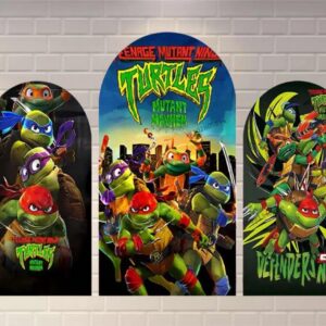TMNT Ninja Turtles Mutant Mayhem Tales Fabric Arch Cover Backdrop Background 7.2ft by 4ft Life Size Prop Decoration Party Birthday