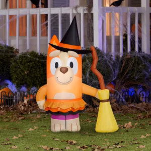 Bluey Bingo Witch Costume with Broom Inflatable Yard 3.5' Foot Decoration Party Prop Sign Halloween