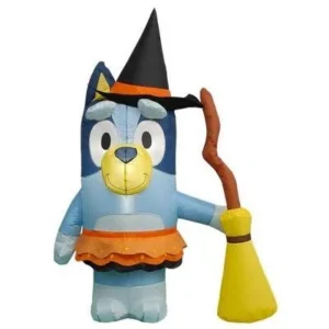 Bluey Witch Costume with broom Inflatable Yard 3.5' Foot Decoration Party Prop Sign Halloween