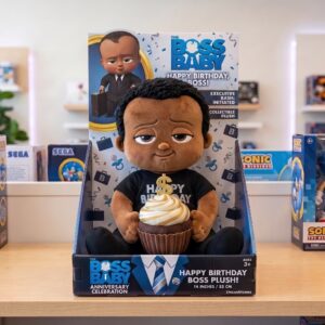 14" Boss Baby Black Boy Birthday Themed Plush Plushy Toy in Collector's Display Box Gift Present Keepsake