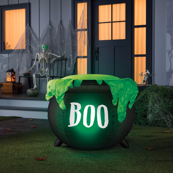 Witch's Cauldron Boo Inflatable Yard 2.5' Foot Decoration Party Prop Sign Halloween