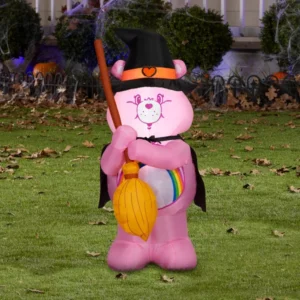 Care Bears Cheer Witch Costume with broom Inflatable Yard 3.5' Foot Decoration Party Prop Sign Halloween