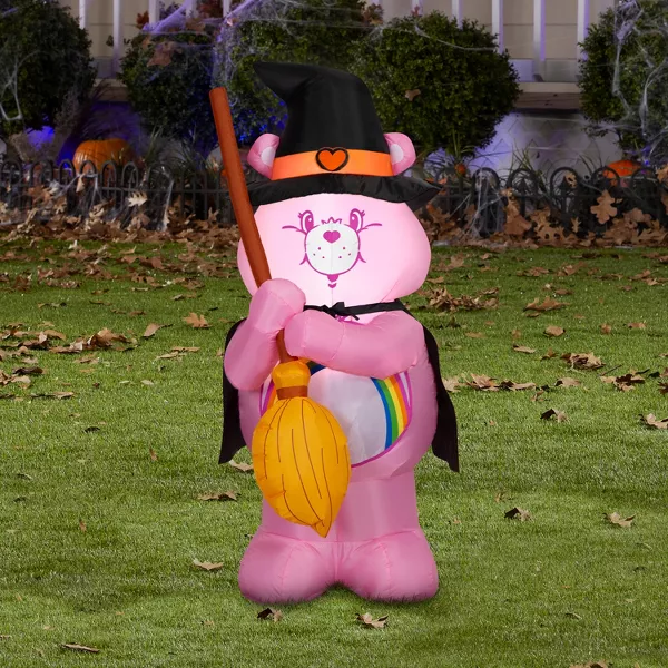 Care Bears Cheer Witch Costume with broom Inflatable Yard 3.5' Foot Decoration Party Prop Sign Halloween