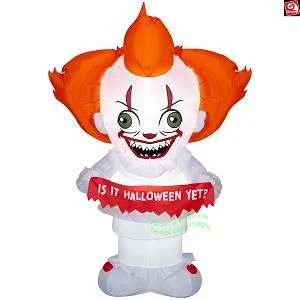 Cute Pennywise the Clown with sign Inflatable Yard 5' Foot Decoration Party Prop Sign Halloween