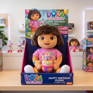 14" Dora the Explorer Birthday Themed Plush Plushy Toy in Collector's Display Box Gift Present Keepsake