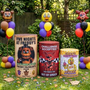 FNAF Five Nights at Freddy's Theme Premium Printed Cylinder Plinth Cover Set - 3 Pieces Birthday, Baby Showers, Events, Gifts