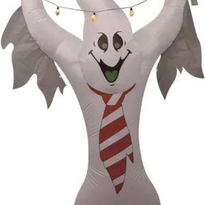 Ghost with tie and Light String Inflatable Yard 8' Foot Decoration Party Prop Sign Halloween