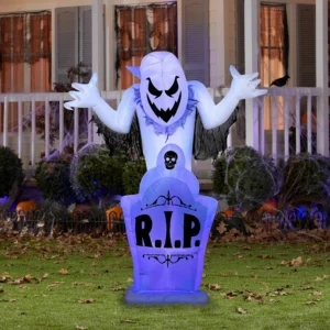 Ghost over Grave Tombstone Inflatable Yard 5' Foot Decoration Party Prop Sign Halloween