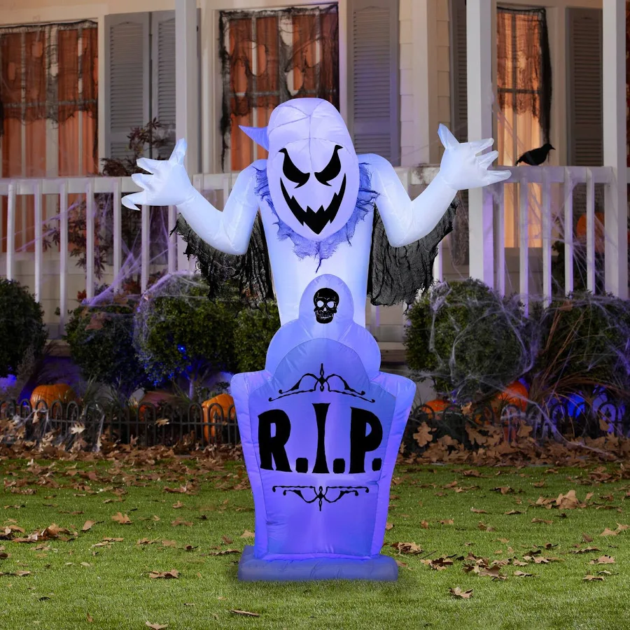 Ghost over Grave Tombstone Inflatable Yard 5' Foot Decoration Party Prop Sign Halloween