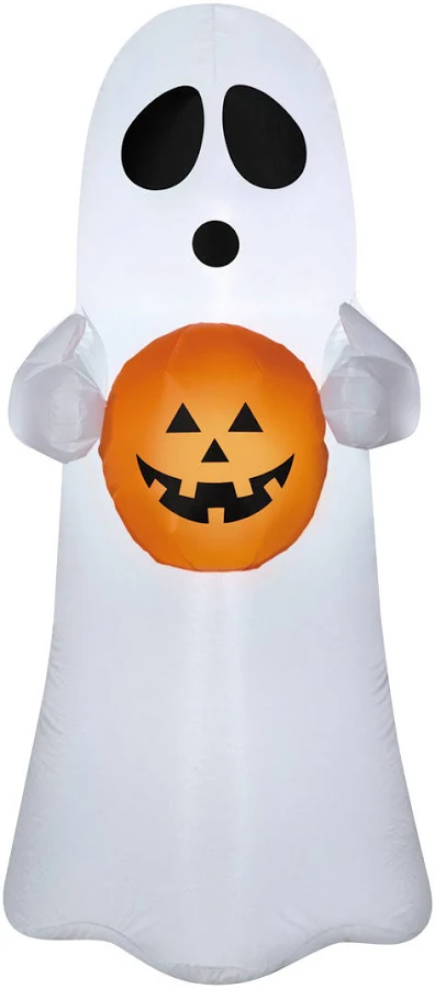 Ghost with Pumpkin Inflatable Yard 4' Foot Decoration Party Prop Sign Halloween