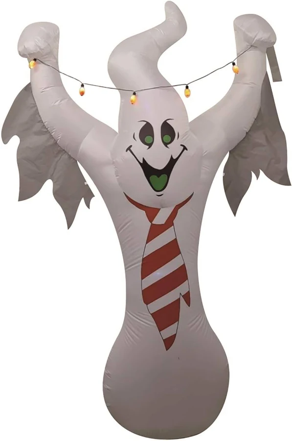 Ghost with tie and Light String Inflatable Yard 8' Foot Decoration Party Prop Sign Halloween