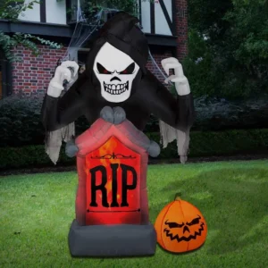 The Grim Reaper over Tombstone Inflatable Yard 6' Foot Decoration Party Prop Sign Halloween