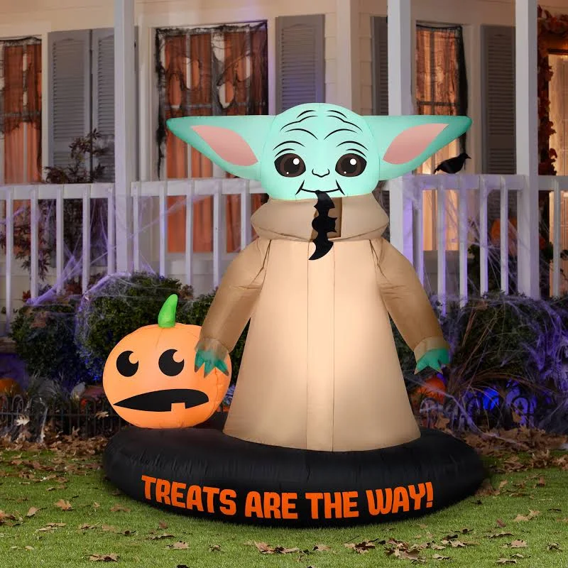 Star Wars Grogu the Child with Pumpkin Inflatable Yard 5.5' Foot Decoration Party Prop Sign Halloween